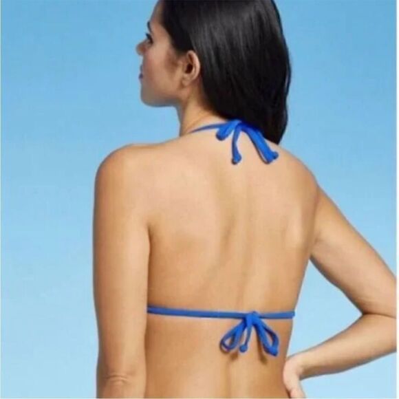 NWT Xhilaration Junior’s Blue Cobalt Terrycloth Triangle Slide Bikini Top, S - Picture 3 of 10
